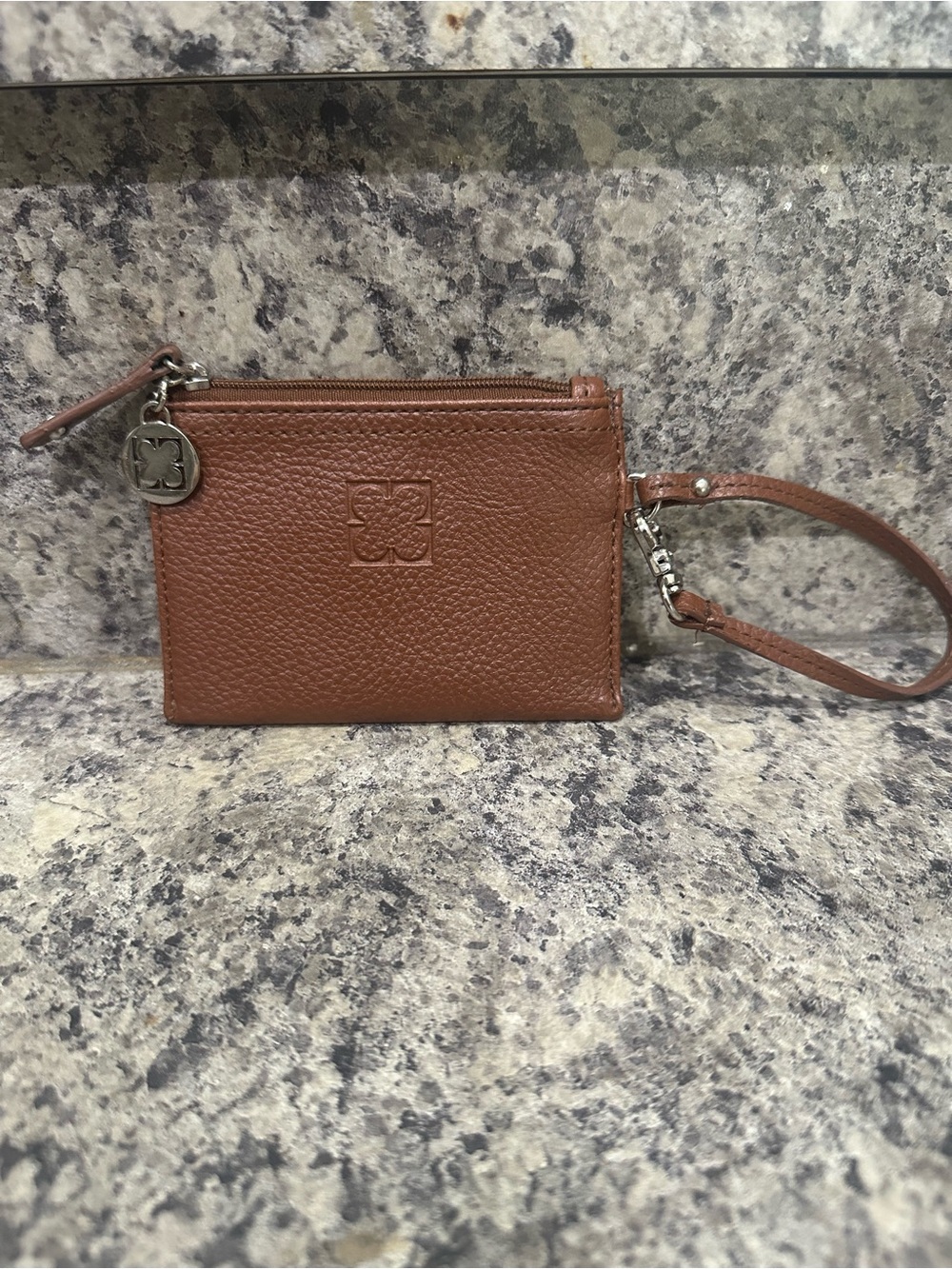 Leather Wristlet Pouch in Brown Liz Claiborne